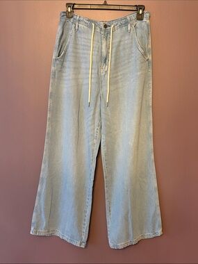 A.n.a Light Blue Wide-Leg Women’s 14 Jeans with drawstring waist NWOT